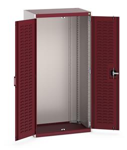 40012058.** cubio cupboard with louvre doors. WxDxH: 800x525x1600mm. RAL 7035/5010 or selected